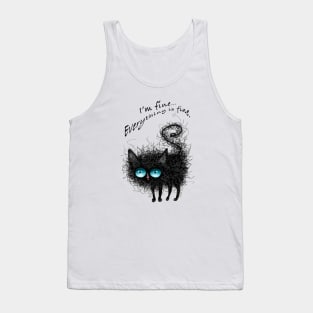 Scruffy Funny Black Cat Tank Top